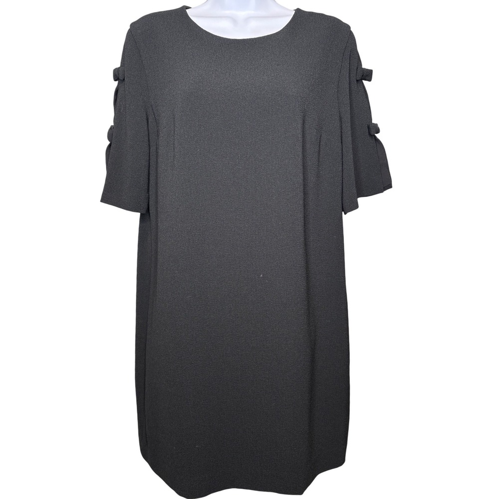 Club Monaco Womens Black Bow Detail Shift‎ Dress Size 6 Career Old Money Chic